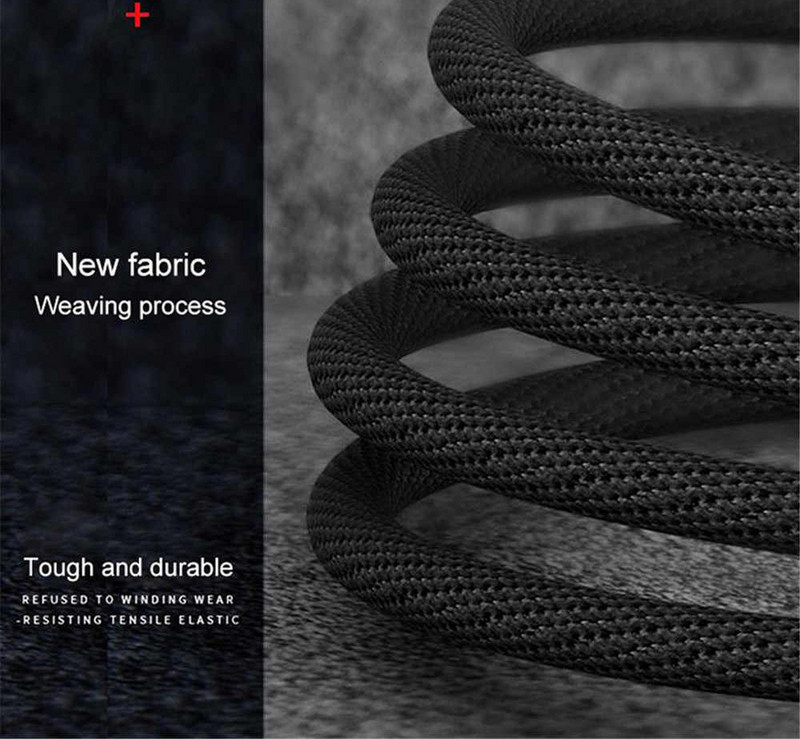 Multifunktsionaalne tekstiilkaabel Androidi ja IOS-i laadimiseks ja sünkroonimiseks - TYPE-C, mikro-USB, valgustus