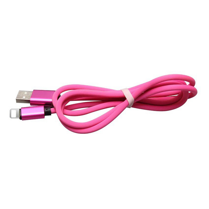 Текстилен USB кабел Type-L в розов цвят 