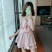 Дамска къса рокля разкроен модел с тънки презрамки