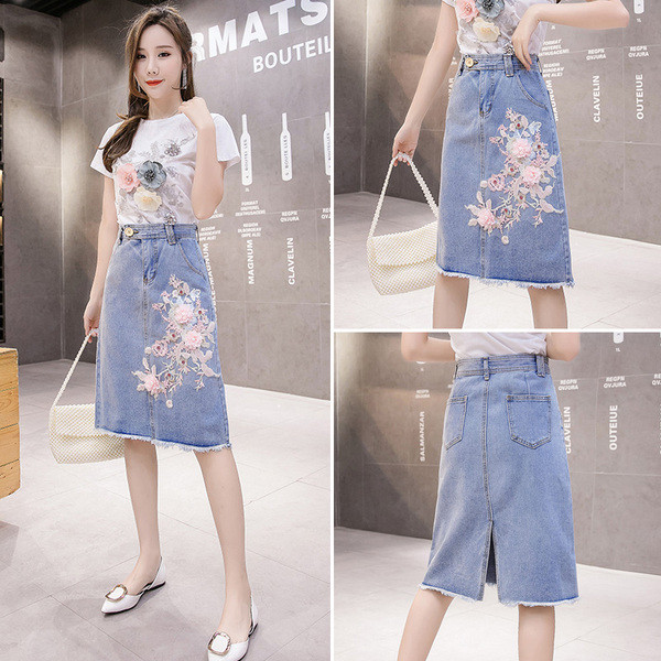 Naujo modelio moteriškas A formos sijonas su gėlių raštu