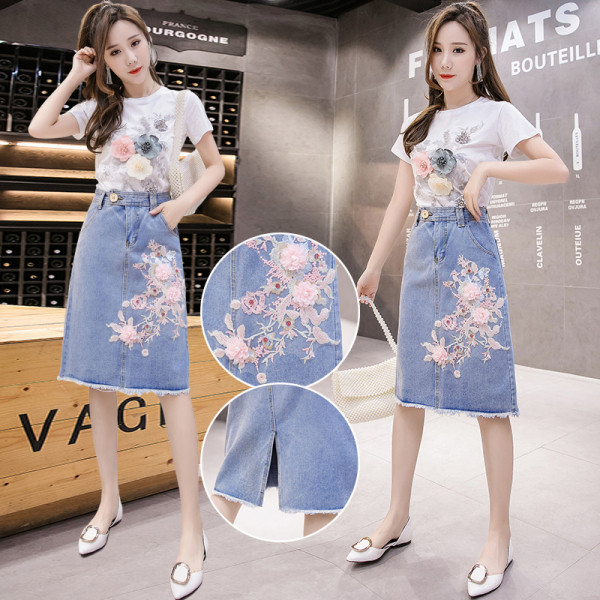 Naujo modelio moteriškas A formos sijonas su gėlių raštu