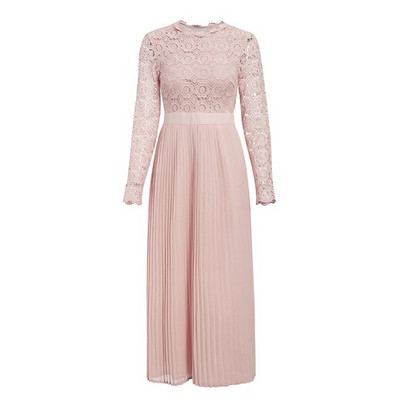 ÚJ modell női hosszú ruha ovális nyakkivágással és hosszú ujjú csipkével