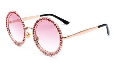 Modernas sieviešu brilles ar apaļu formu un dekorācijas akmeņiem