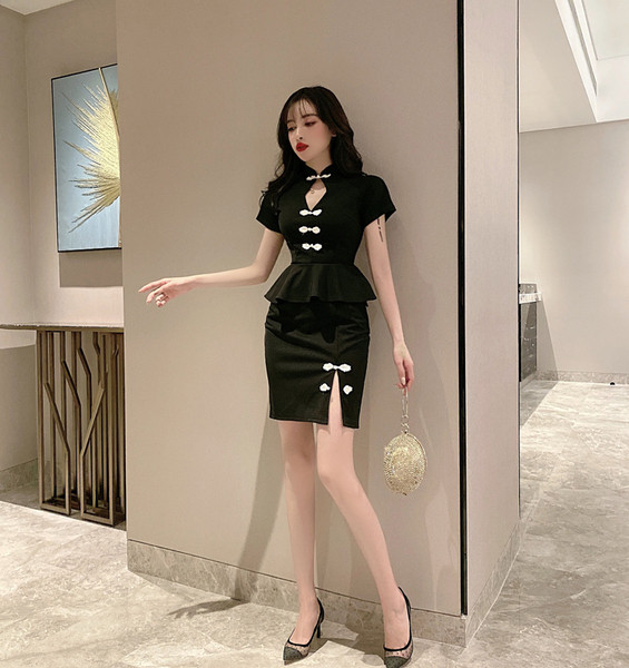 Дамска ретро рокля с цепка и къс ръкав