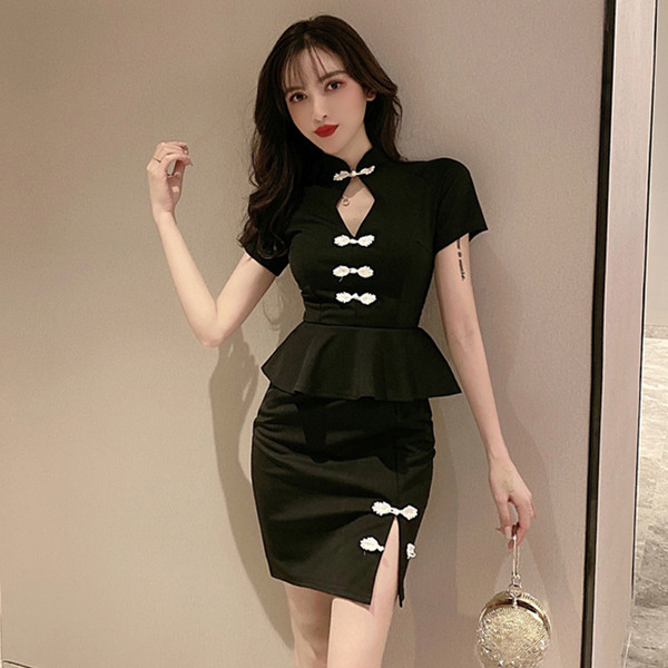 Дамска ретро рокля с цепка и къс ръкав