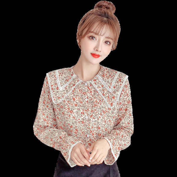 Įprasti moteriški marškiniai su sagomis ir gėlių raštu