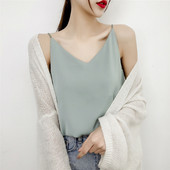 Női alkalmi sifon felső, V-nyakkal és vékony pántokkal