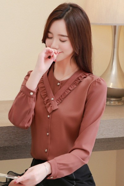 Új modell női ing kerek nyakkivágással és gombokkal