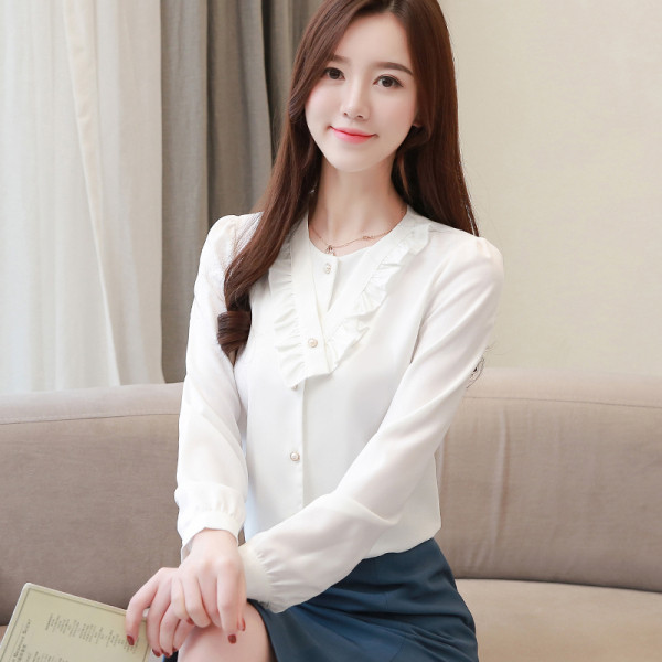 Új modell női ing kerek nyakkivágással és gombokkal