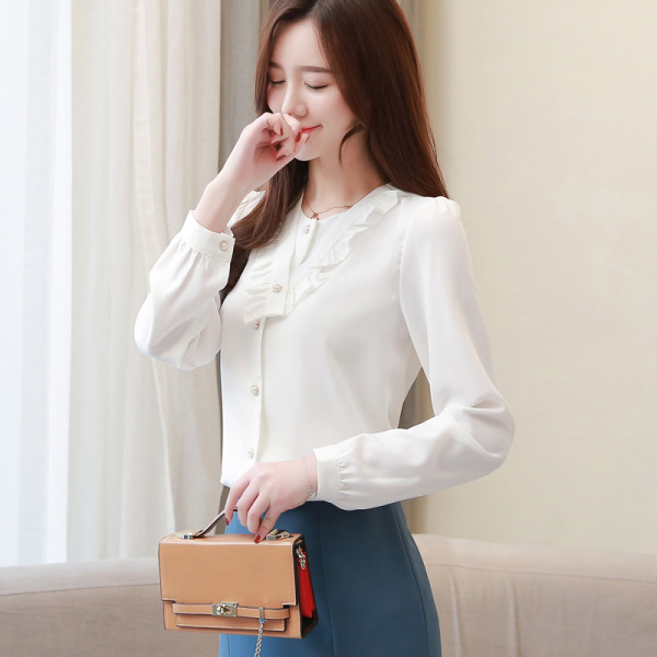 Új modell női ing kerek nyakkivágással és gombokkal