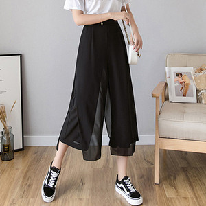 Moderne ženske hlače-suknja visokog struka - široki model