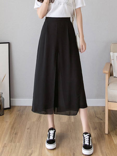 Moderne ženske hlače-suknja visokog struka - široki model