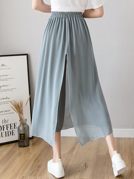 Moderne ženske hlače-suknja visokog struka - široki model