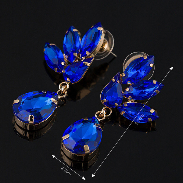 Cercei eleganti de dama cu piatra verde si albastra