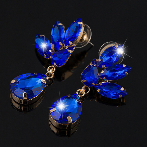 Cercei eleganti de dama cu piatra verde si albastra