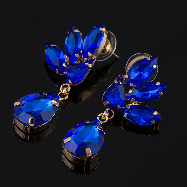 Cercei eleganti de dama cu piatra verde si albastra