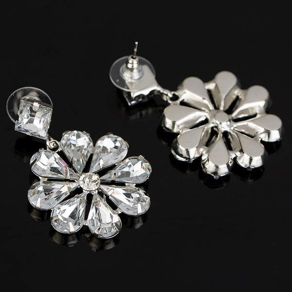 Stílusos női fülbevaló lóhere alakú ezüst kővel