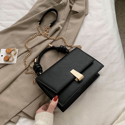 Moderni moteriška rankinė iš eko odos su metaliniu užsegimu, trumpa ir ilga rankenomis