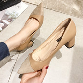 Pantofi de dama eleganti cu toc gros de 5 cm - model ascutit