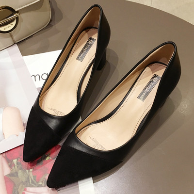 Pantofi de dama eleganti cu toc gros de 5 cm - model ascutit