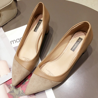 Pantofi de dama eleganti cu toc gros de 5 cm - model ascutit