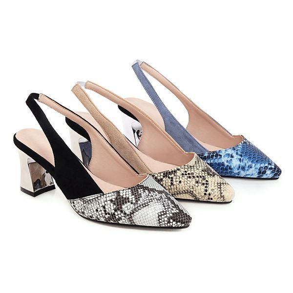 Női alkalmi szandál kígyómintával és 6 cm-es sarokkal