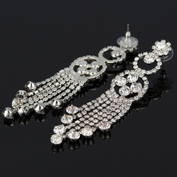 Cercei eleganti de dama cu pietre argintii