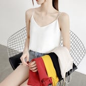 Sieviešu šifona tops ar V veida kakla izgriezumu un plānām lencēm