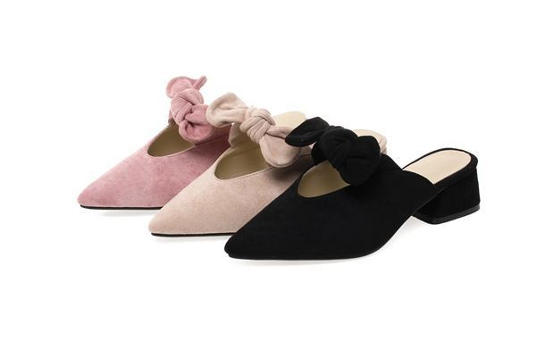 Ikdienas modernas eko zamšādas čības ar lenti un zemu biezu papēdi