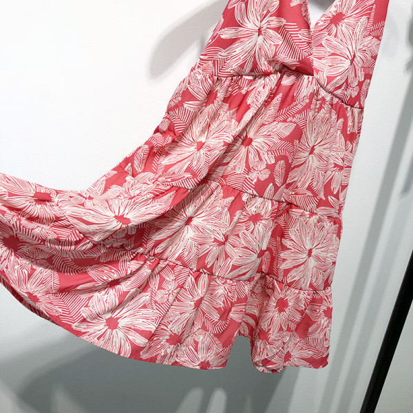 Дамска лятна рокля с флорален десен и тънки презрамки 