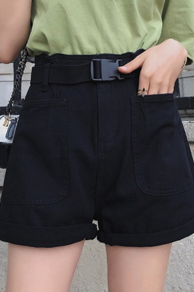 Ležerne ženske kratke hlače s visokim strukom i remenom