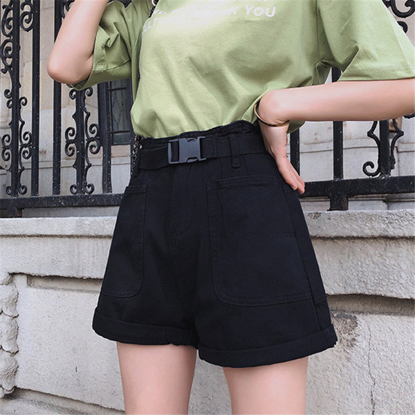 Ležerne ženske kratke hlače s visokim strukom i remenom