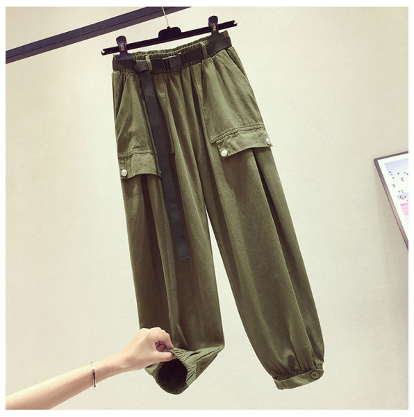 Novi model casual ženskih hlača s remenom i džepovima