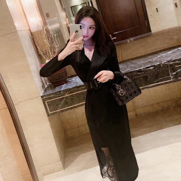 Rochie eleganta asimetrica cu centura si dantela