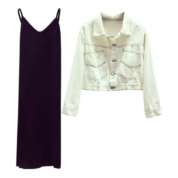 Modernus moteriškas dviejų dalių švarko + suknelės komplektas