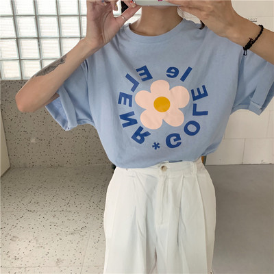 Tricou de vară zilnic cu imprimeu și inscripție