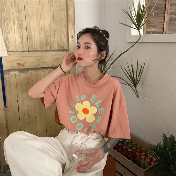 Tricou de vară zilnic cu imprimeu și inscripție