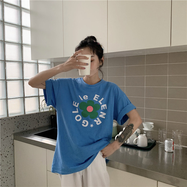 Tricou de vară zilnic cu imprimeu și inscripție