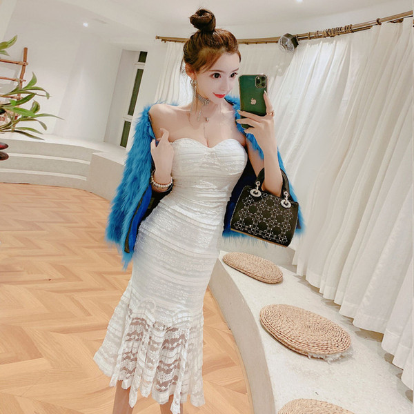 Rochie lunga de dama eleganta cu dantela