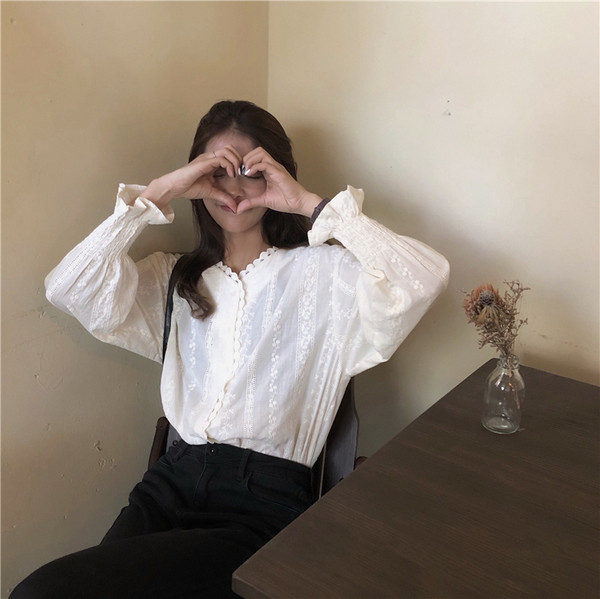 Ежедневна дамска риза с дантела ретро стил