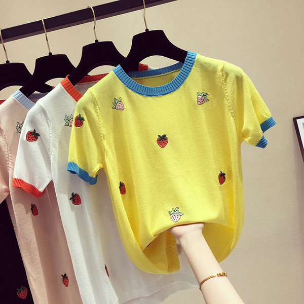 Bluza de dama model nou cu maneca scurta si decolteu oval