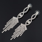 Cercei eleganti de dama, din argint, cu pietre