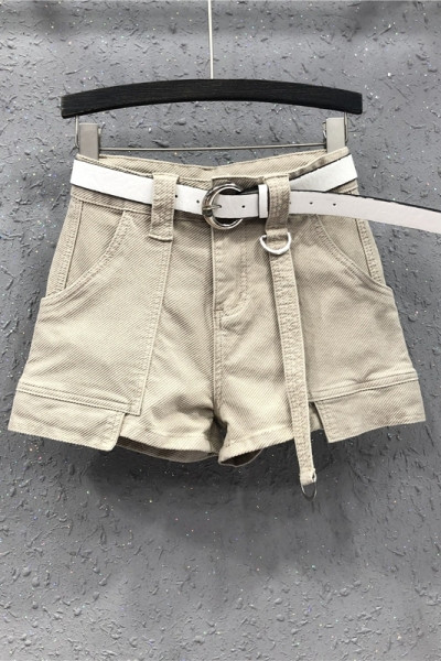 Sieviešu ikdienas šorti ar jostu un kabatām