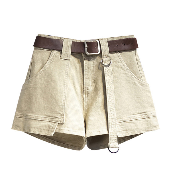 Sieviešu ikdienas šorti ar jostu un kabatām