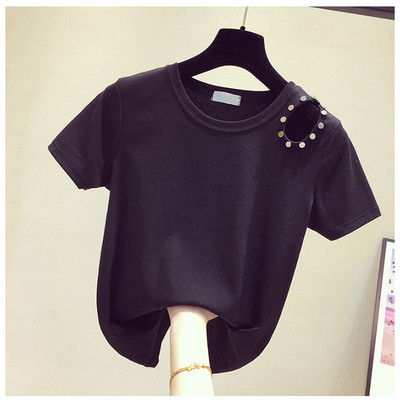 Модерна дамска блуза с овално деколте и изрязани части