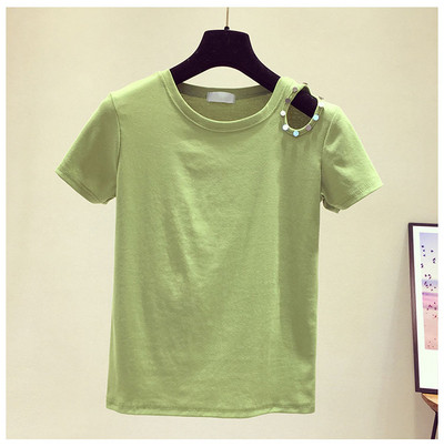 Модерна дамска блуза с овално деколте и изрязани части