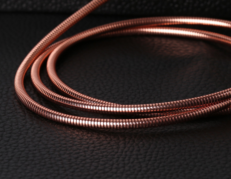 Metalinis greito įkrovimo USB kabelis tipo spyruoklinis Micro usb rožinės auksinės spalvos