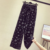 Pantaloni de dama model nou cu curea si imprimeu - model drept