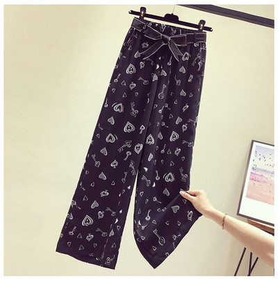 Pantaloni de dama model nou cu curea si imprimeu - model drept