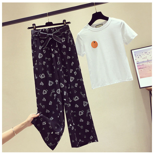 Pantaloni de dama model nou cu curea si imprimeu - model drept